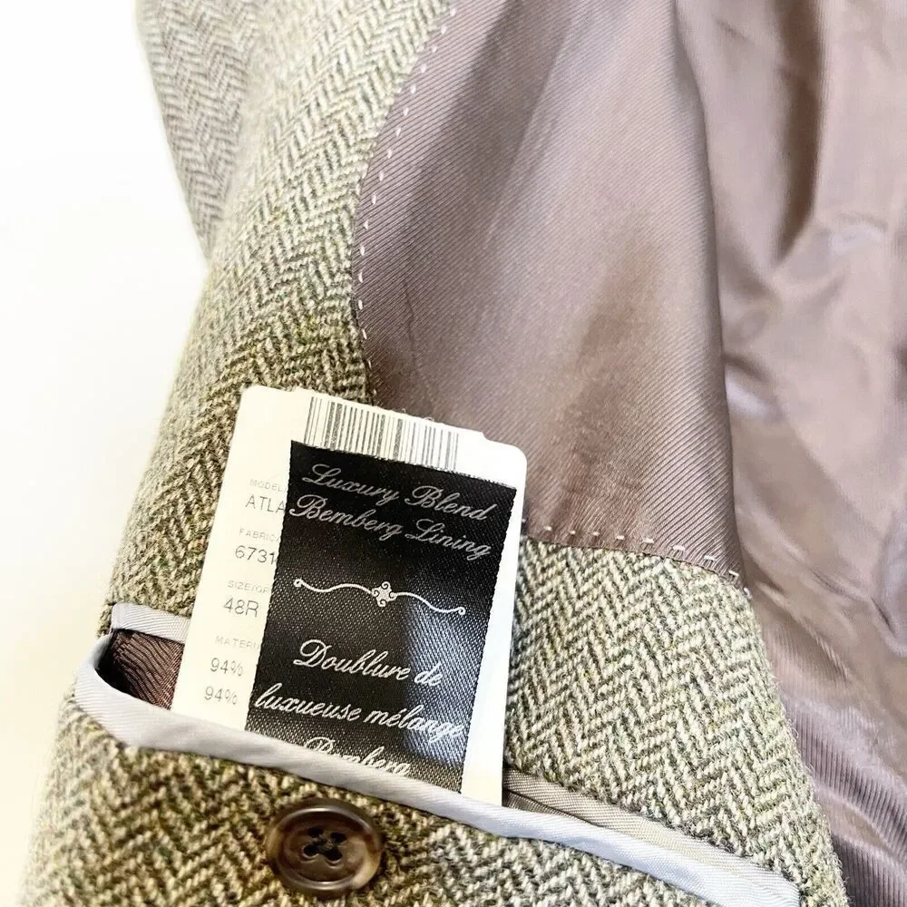 Lanificio di Pray 48R Blazer Sport Coat S.‎ Cohen Perlis Brown Wool Cashmere